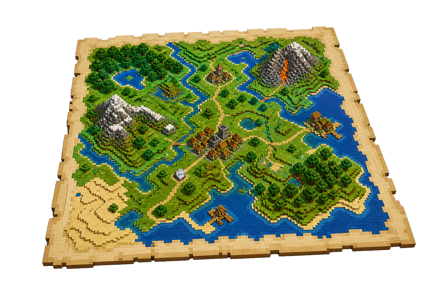 Render generado de un objeto mapa de Minecraft abierto para Cubusfera
